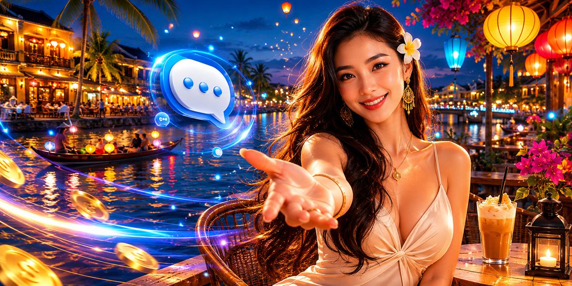 Người dùng tại Hội An kiểm tra số dư và nạp tiền cược qua điện thoại bên ly cà phê