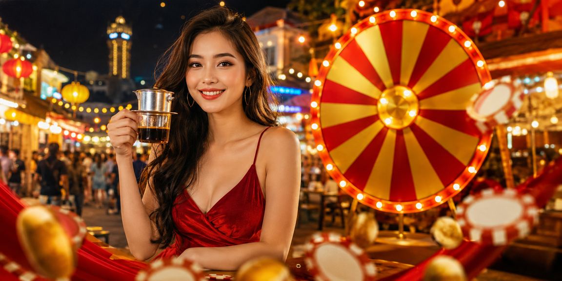 Người dùng tại Phú Quốc cầm ly cà phê kiểm tra giao dịch nạp tiền trực tuyến trên điện thoại